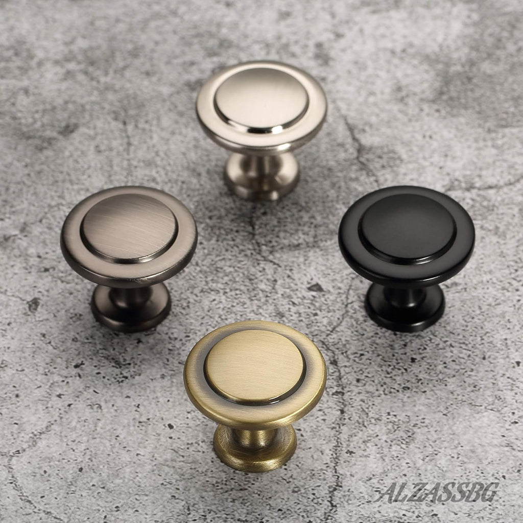 Brushed Antique Brass Round Single Hole Cabinet Knobs