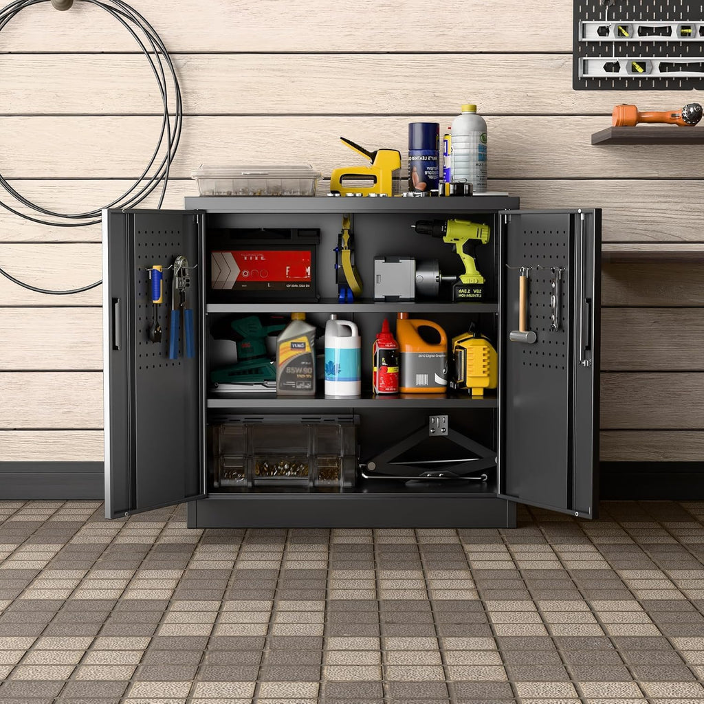 Lockable Pegboard Metal Storage Cabinet