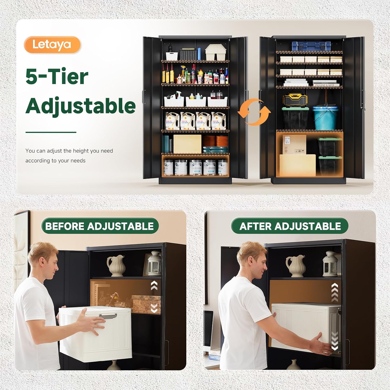 Tall Lockable Metal Garage Cabinet