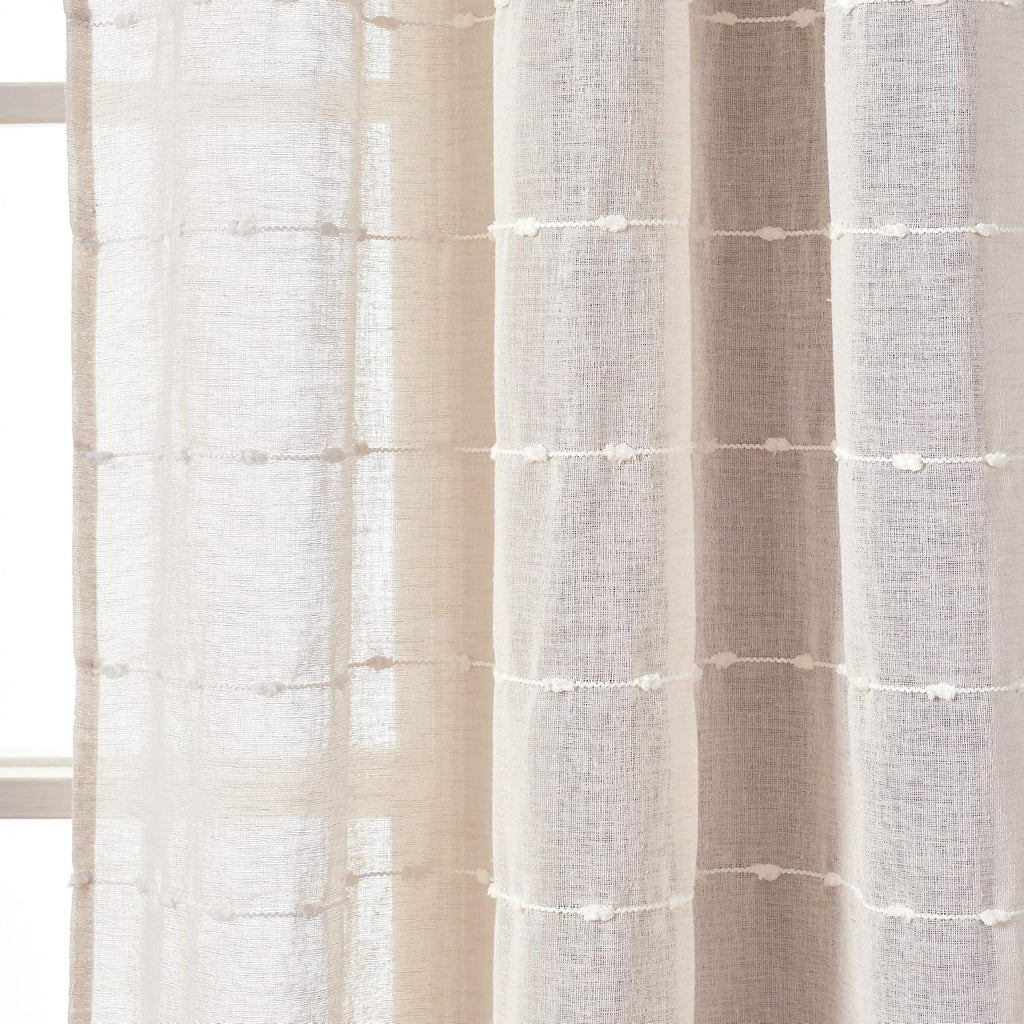 Textured Beige Sheer Window Curtains
