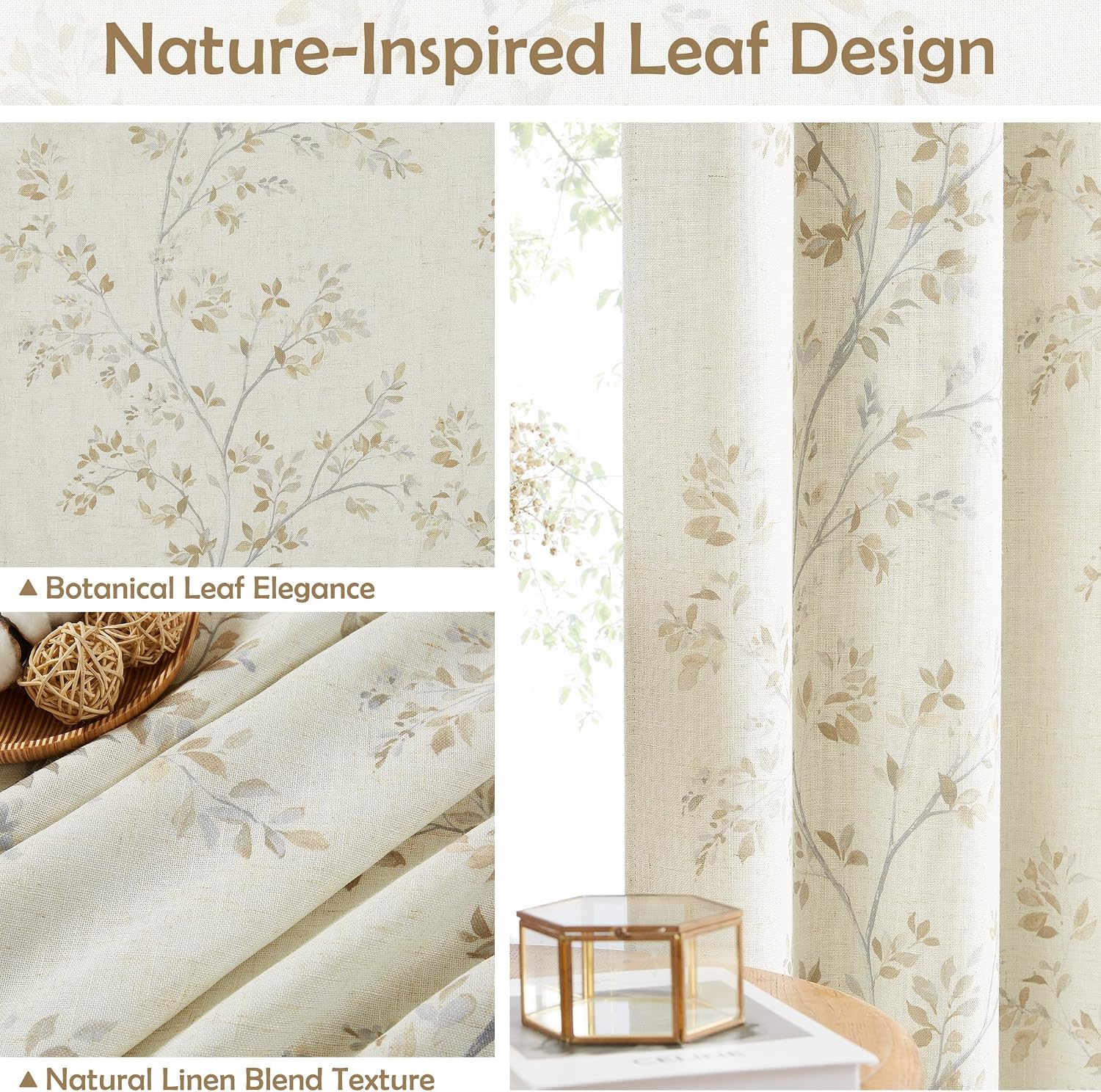 Botanical Blackout Farmhouse Window Curtains