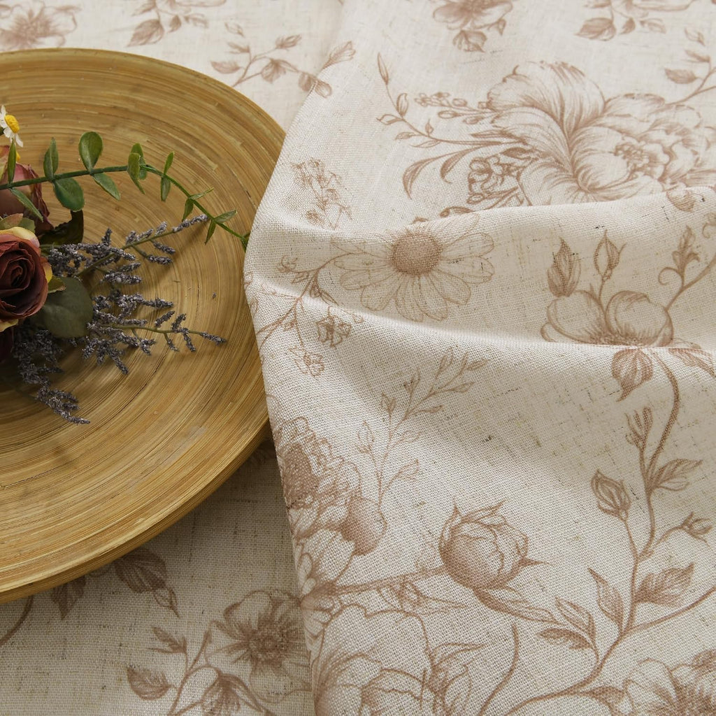 Floral Linen Farmhouse Window Curtains