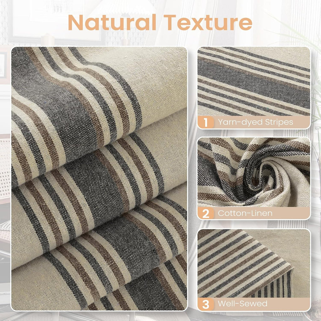 Striped Light Filtering Window Curtains