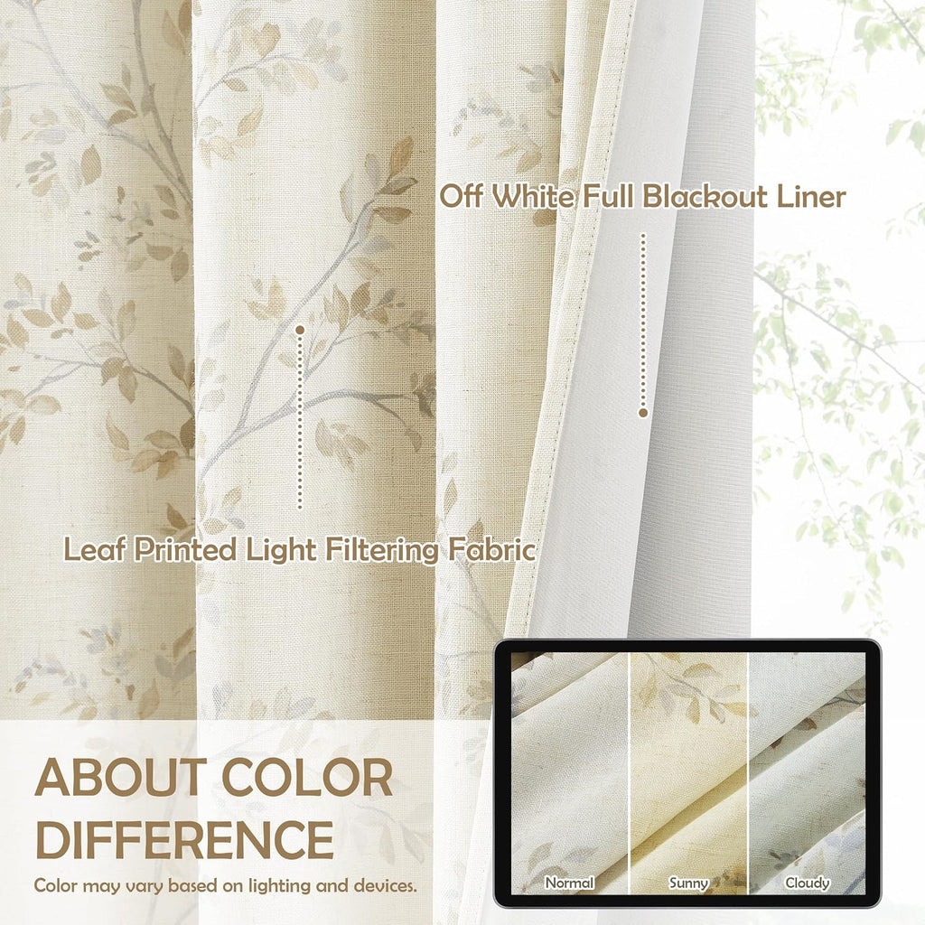 Botanical Blackout Farmhouse Window Curtains
