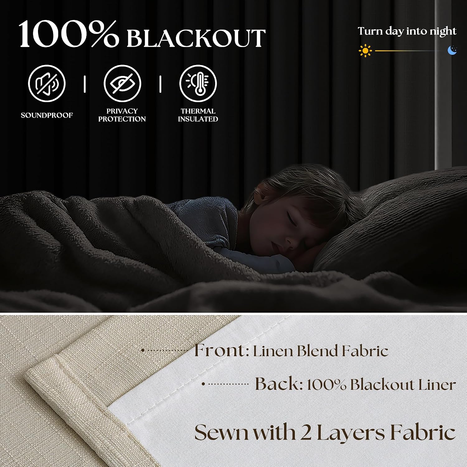 Linen Blackout Sliding Door Curtain